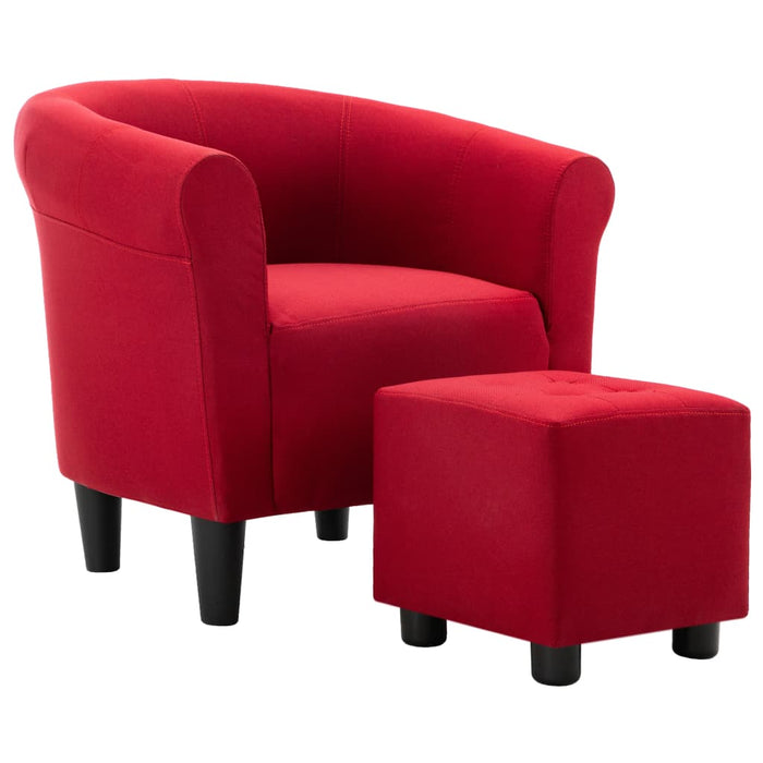Set fotoliu și taburet, 2 piese, roșu vin, material textil WALTI