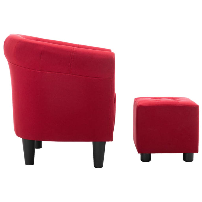Set fotoliu și taburet, 2 piese, roșu vin, material textil WALTI