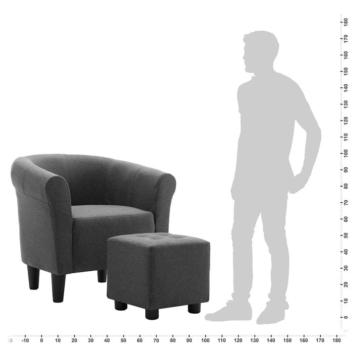 Set fotoliu și taburet, 2 piese, gri închis, material textil WALTI
