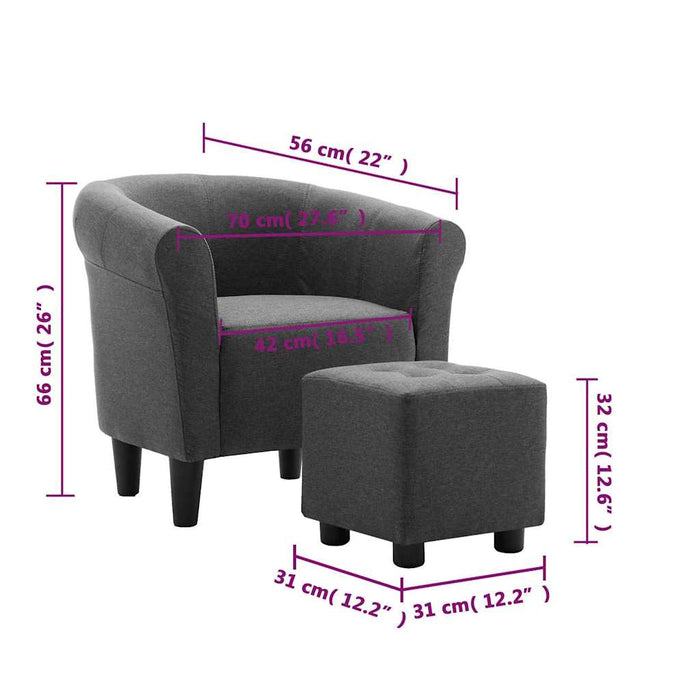 Set fotoliu și taburet, 2 piese, gri închis, material textil WALTI