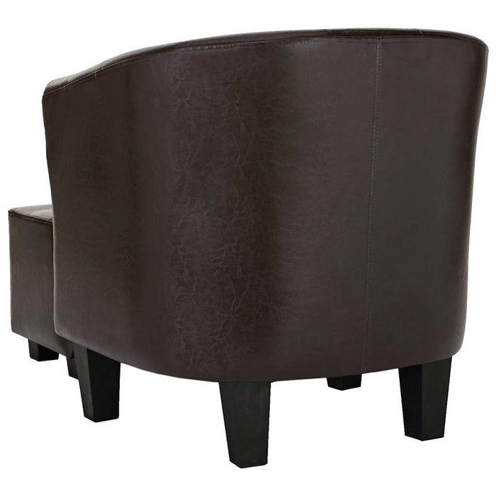 Fotoliu cu taburet, maro, piele ecologică WALTI
