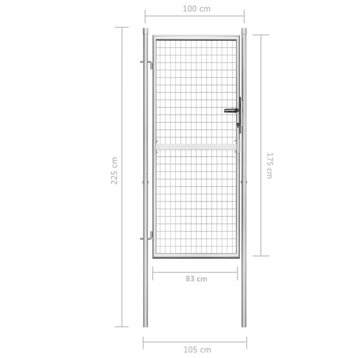 Poartă de grădină, argintiu, 105 x 225 cm, oțel galvanizat - WALTI WALTI