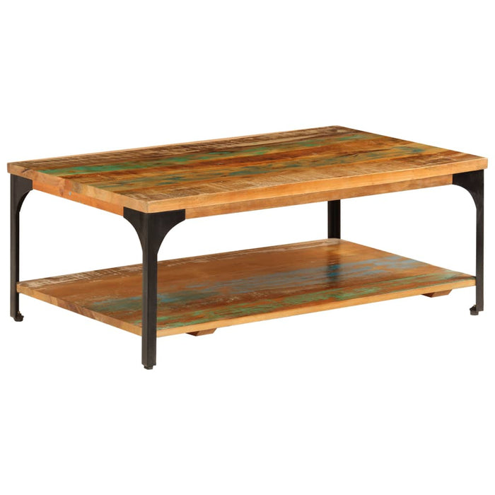 Măsuță de cafea cu raft, 100 x 60 x 35 cm, lemn masiv reciclat - WALTI WALTI