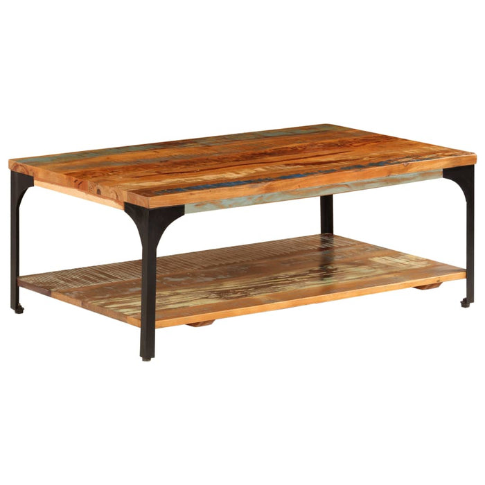 Măsuță de cafea cu raft, 100 x 60 x 35 cm, lemn masiv reciclat - WALTI WALTI