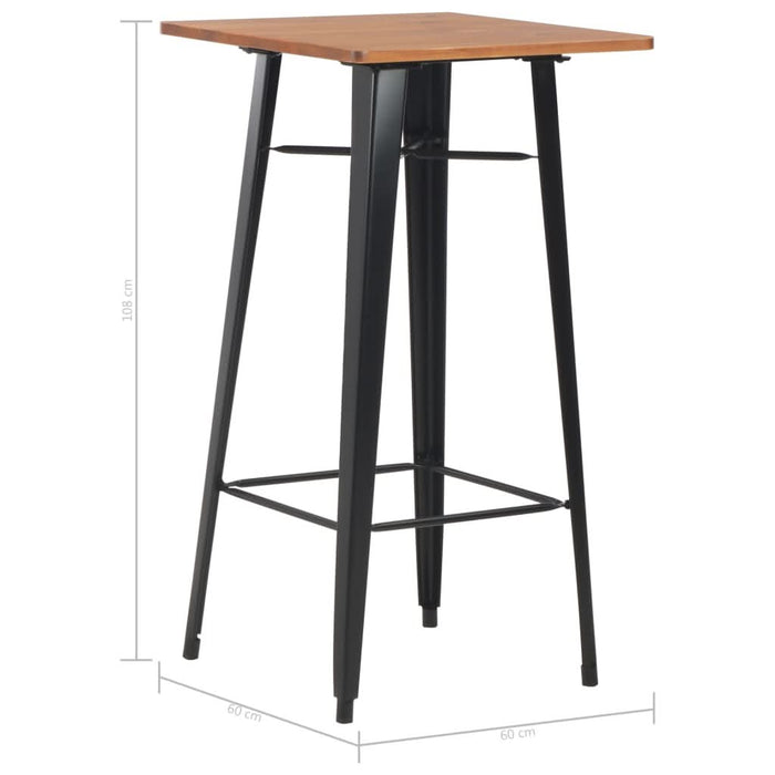 Masă de bar, negru, 60x60x108 cm, oțel și lemn masiv de pin - WALTI WALTI