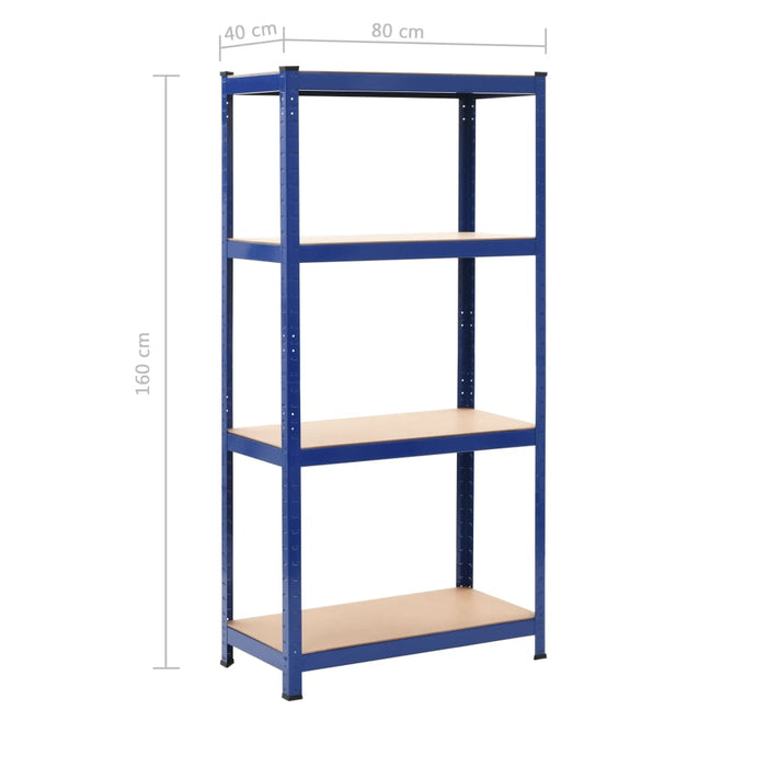 Rafturi depozitare, 2 buc., albastru, 80x40x160cm, oțel și MDF WALTI