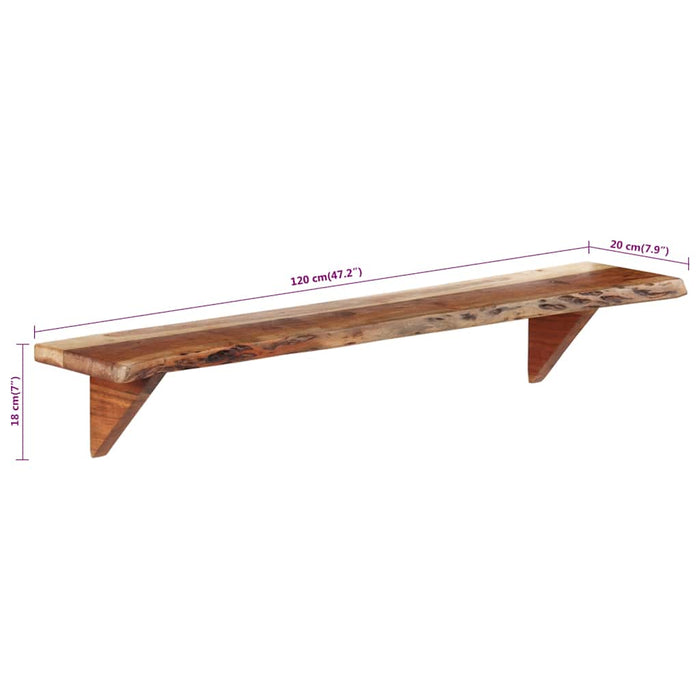Rafturi de perete, 2 buc., 120x20x18 cm, lemn masiv de acacia WALTI