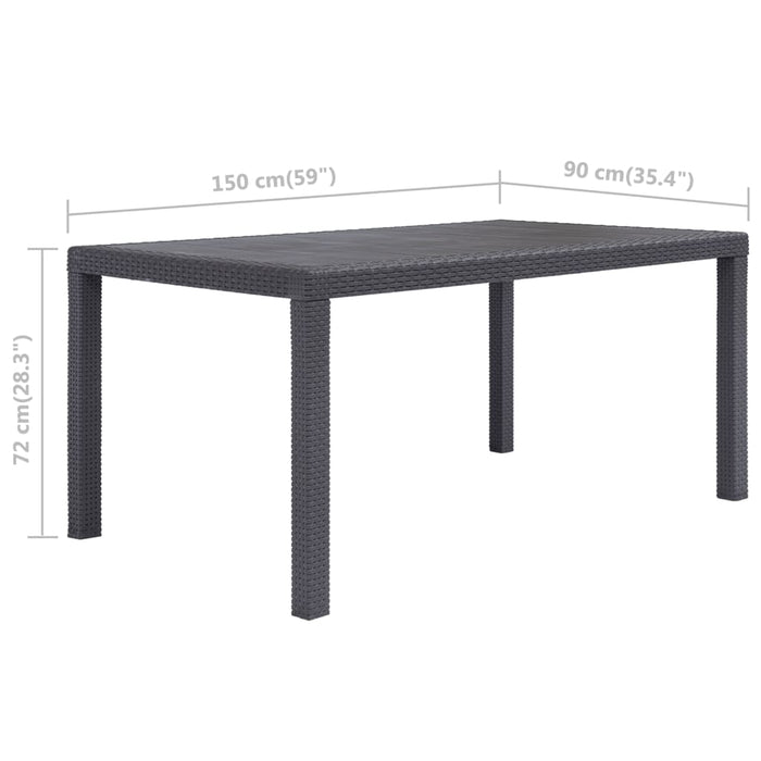 Masă de grădină, maro, 150x90x72 cm, plastic, aspect ratan - WALTI WALTI