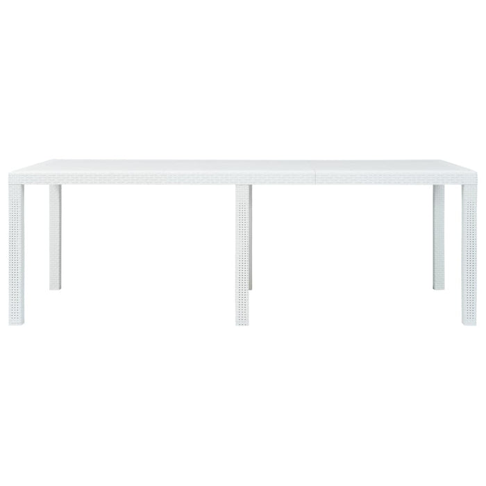 Masă de grădină, albă, 220x90x72 cm, plastic, aspect ratan - WALTI WALTI