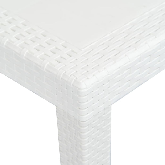 Masă de grădină, albă, 220x90x72 cm, plastic, aspect ratan - WALTI WALTI