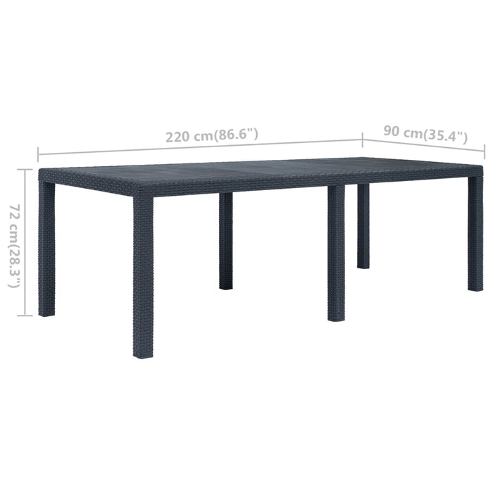 Masă de grădină, antracit, 220x90x72 cm , plastic, aspect ratan - WALTI WALTI