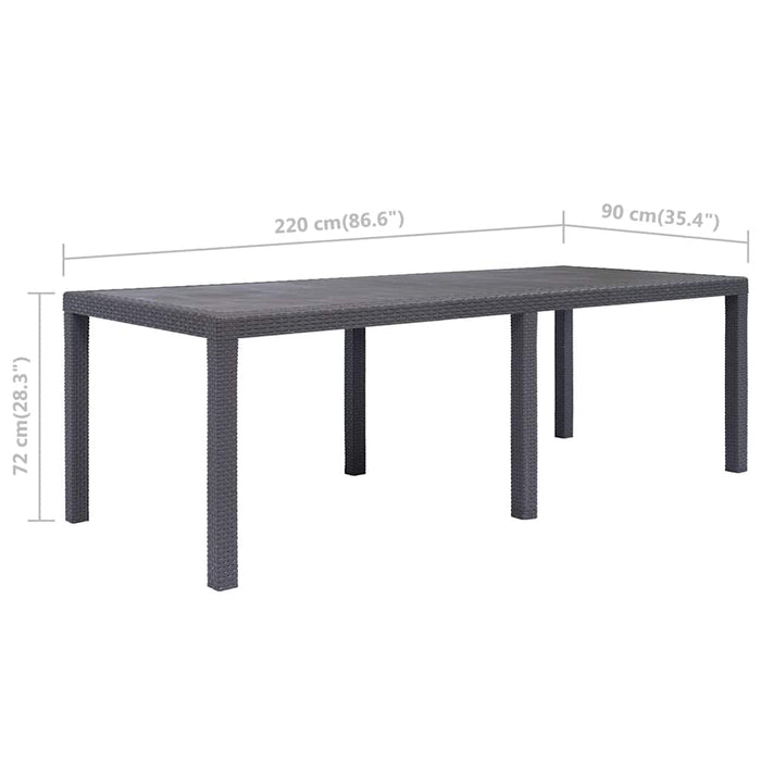 Masă de grădină, maro, 220x90x72 cm , plastic, aspect ratan - WALTI WALTI