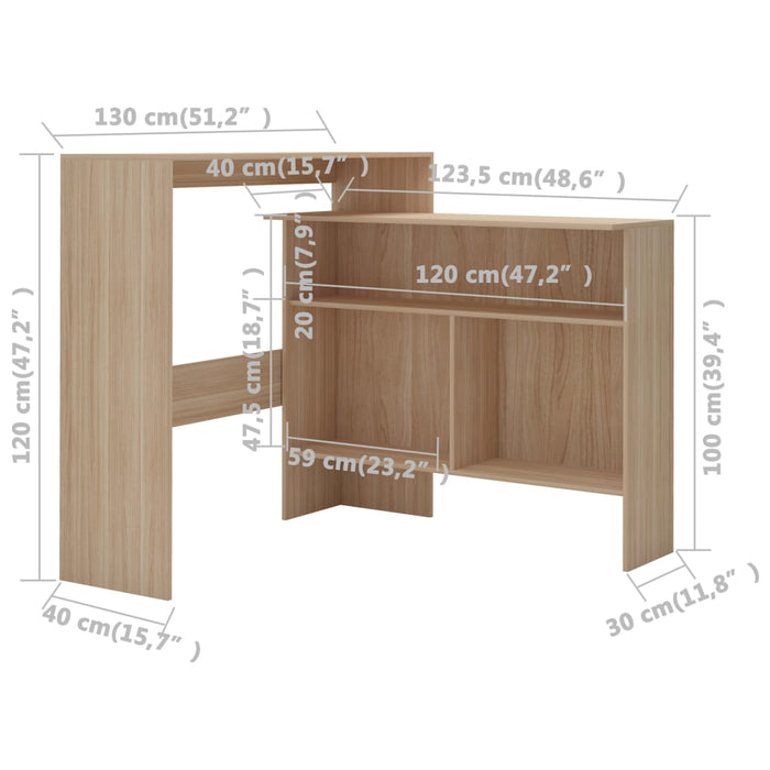 Masă de bar cu 2 blaturi, stejar, 130x40x120 cm WALTI