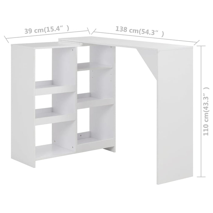 Masă de bar cu raft mobil, alb, 138x39x110 cm WALTI