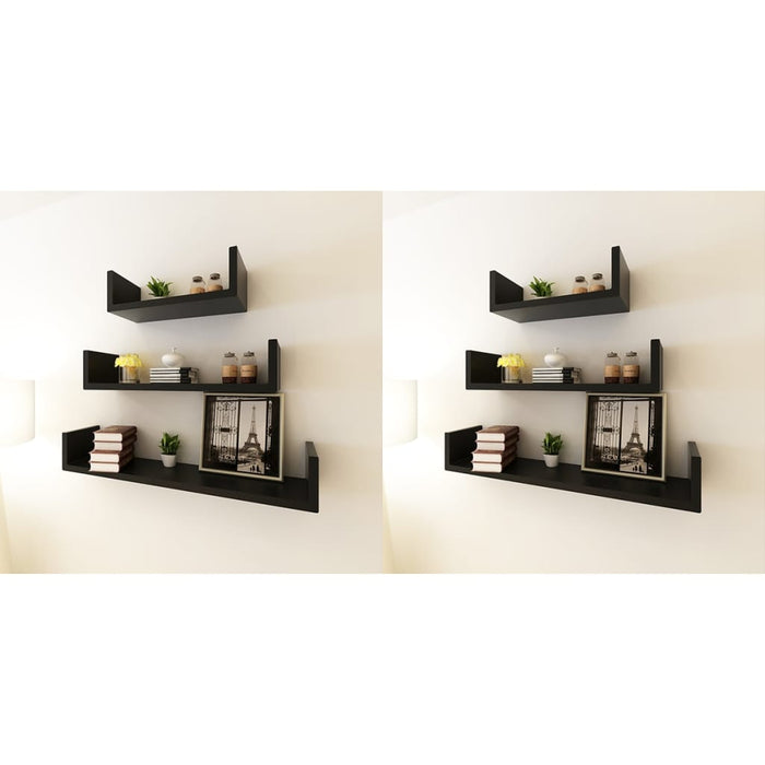 Rafturi de perete, 6 buc., negru - WALTI WALTI