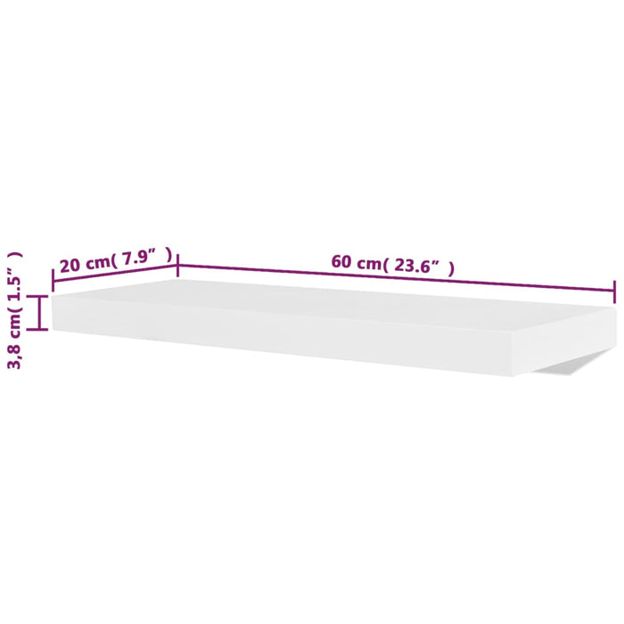 Rafturi de perete, 4 buc., alb, 60 cm - WALTI WALTI