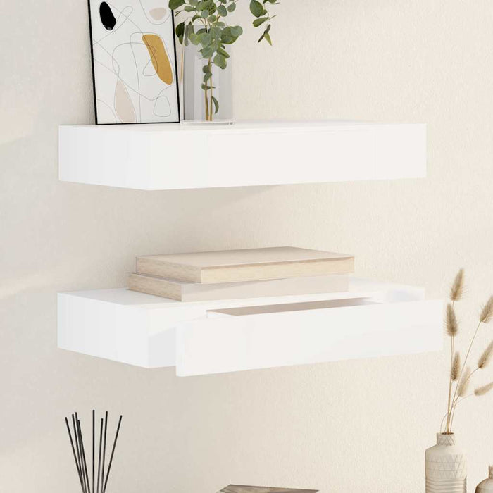 Rafturi de perete suspendate cu sertare, 2 buc., alb, 48 cm - WALTI WALTI