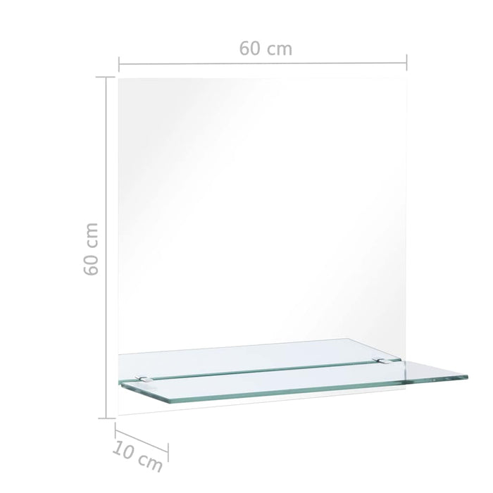 Oglindă de perete cu raft, 60 x 60 cm, sticlă securizată - WALTI WALTI