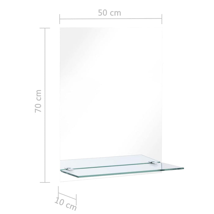 Oglindă de perete cu raft, 50 x 70 cm, sticlă securizată WALTI
