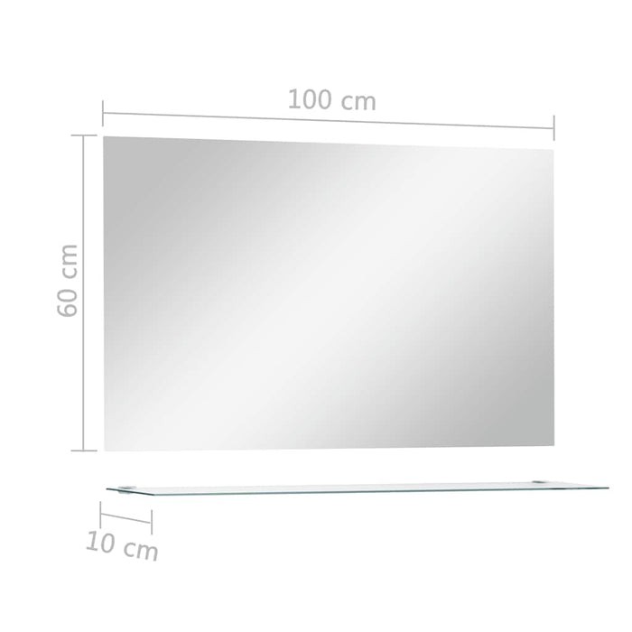 Oglindă de perete cu raft, 100 x 60 cm, sticlă securizată - WALTI WALTI