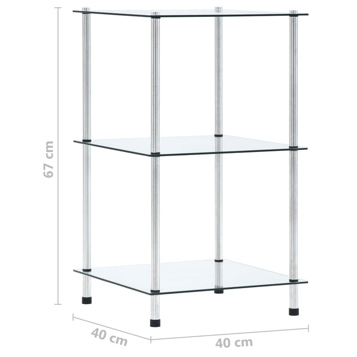 Raft cu 3 niveluri, transparent, 40x40x67 cm, sticlă securizată - WALTI WALTI