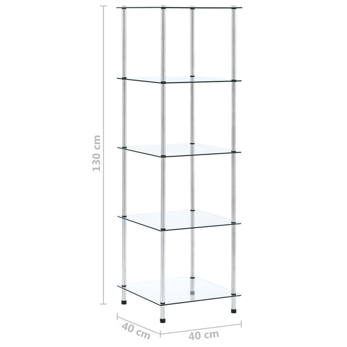 Raft cu 5 niveluri transparent, 40x40x130 cm, sticlă securizată - WALTI WALTI
