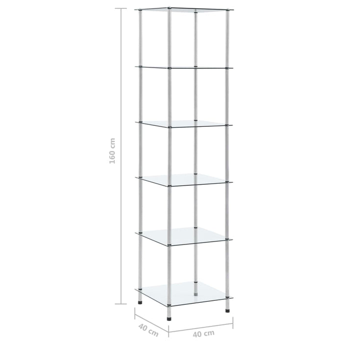 Raft cu 6 niveluri transparent, 40x40x160 cm, sticlă securizată - WALTI WALTI
