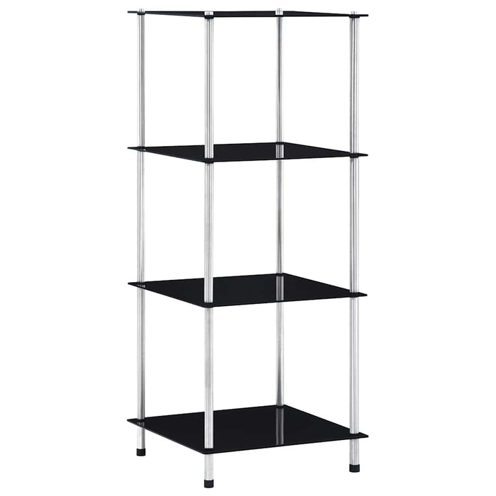 Raft cu 4 niveluri, negru, 40 x 40 x 100 cm, sticlă securizată WALTI