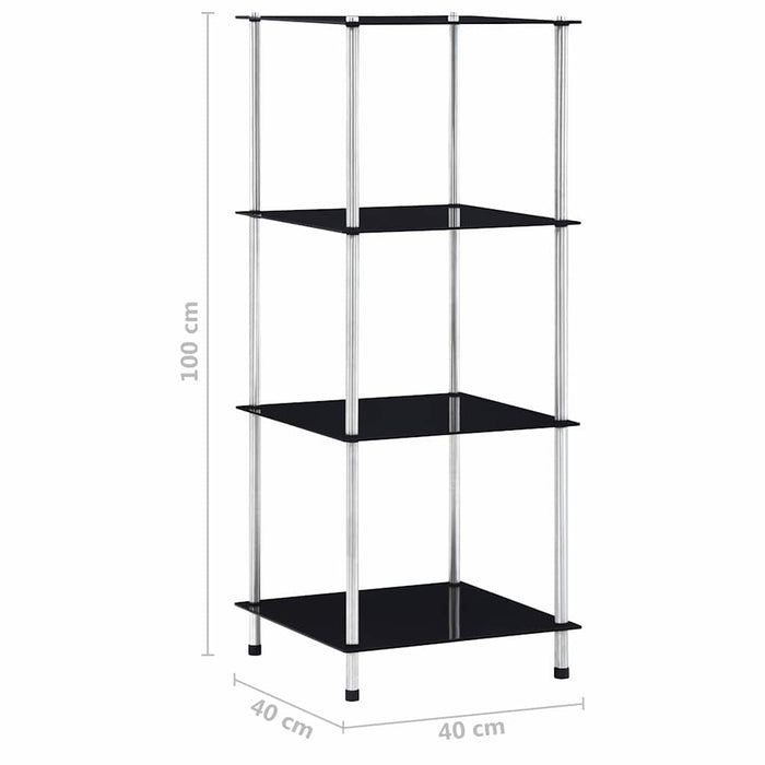 Raft cu 4 niveluri, negru, 40 x 40 x 100 cm, sticlă securizată WALTI