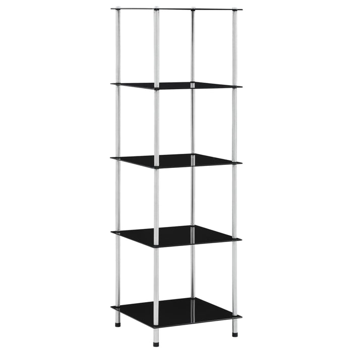 Raft cu 5 niveluri, negru, 40 x 40 x 130 cm, sticlă securizată WALTI