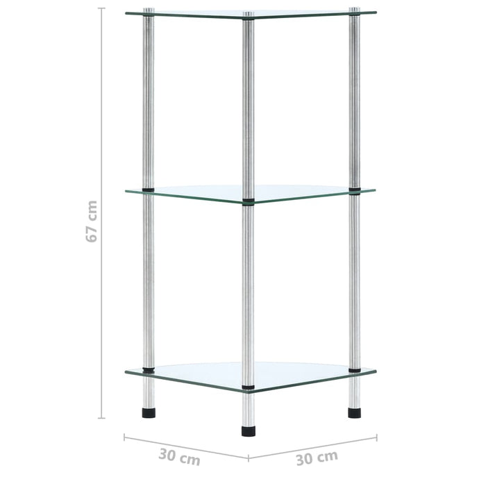 Raft cu 3 niveluri, transparent, 30x30x67 cm, sticlă securizată - WALTI WALTI