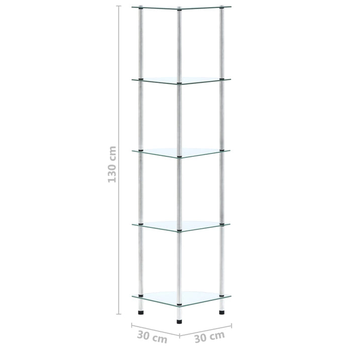 Raft cu 5 niveluri transparent, 30x30x130 cm, sticlă securizată - WALTI WALTI