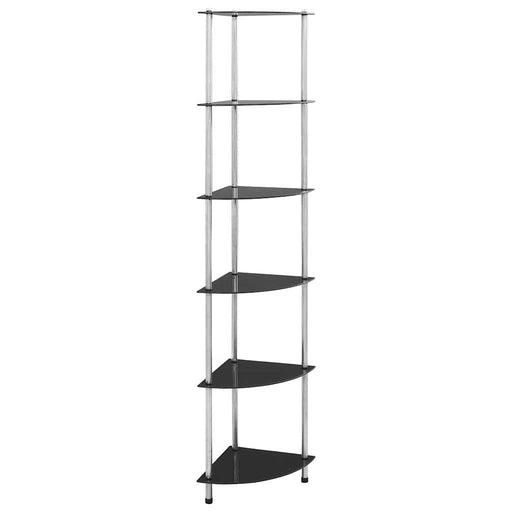 Raft cu 6 niveluri, negru, 30 x 30 x 160 cm, sticlă securizată - WALTI WALTI
