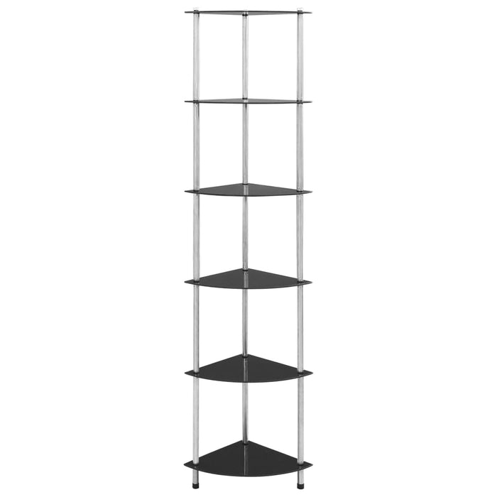 Raft cu 6 niveluri, negru, 30 x 30 x 160 cm, sticlă securizată - WALTI WALTI