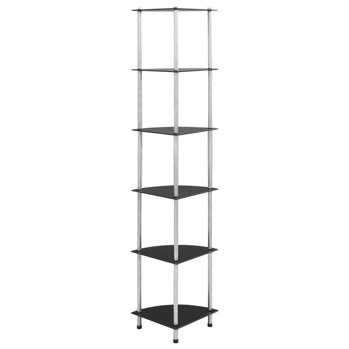 Raft cu 6 niveluri, negru, 30 x 30 x 160 cm, sticlă securizată - WALTI WALTI