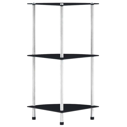 Raft cu 3 niveluri, negru, 30 x 30 x 67 cm, sticlă securizată - WALTI WALTI