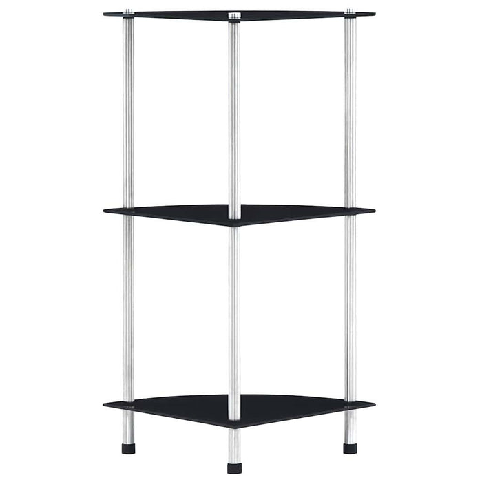 Raft cu 3 niveluri, negru, 30 x 30 x 67 cm, sticlă securizată - WALTI WALTI
