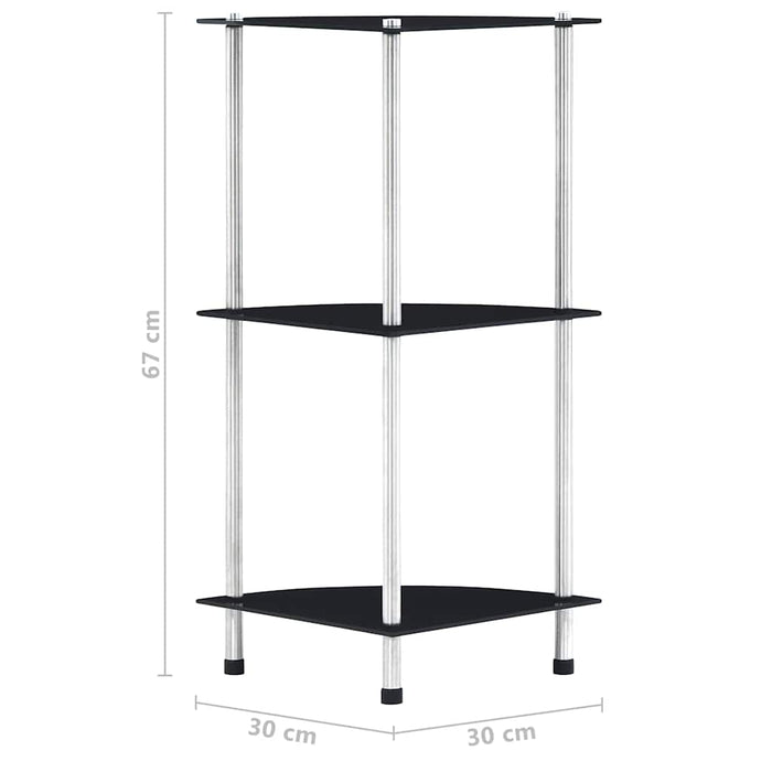 Raft cu 3 niveluri, negru, 30 x 30 x 67 cm, sticlă securizată - WALTI WALTI