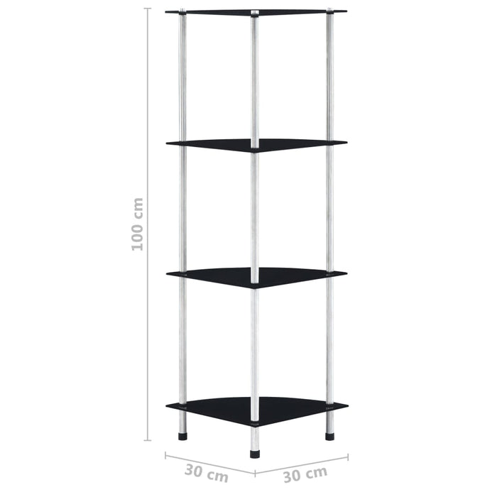 Raft cu 4 niveluri, negru, 30 x 30 x 100 cm, sticlă securizată - WALTI WALTI