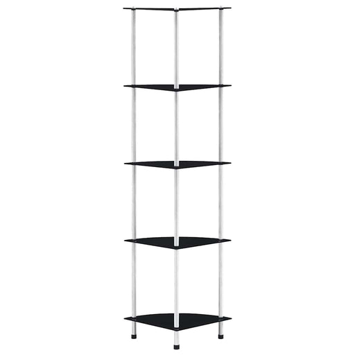 Raft cu 5 niveluri, negru, 30 x 30 x 130 cm, sticlă securizată - WALTI WALTI
