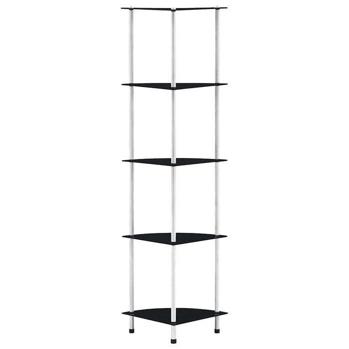 Raft cu 5 niveluri, negru, 30 x 30 x 130 cm, sticlă securizată - WALTI WALTI
