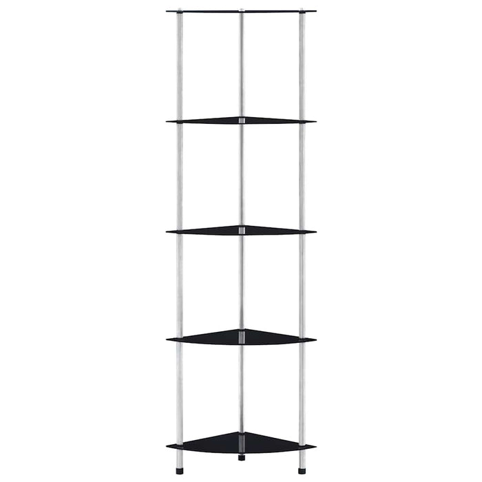 Raft cu 5 niveluri, negru, 30 x 30 x 130 cm, sticlă securizată - WALTI WALTI