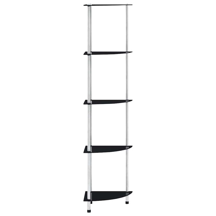Raft cu 5 niveluri, negru, 30 x 30 x 130 cm, sticlă securizată - WALTI WALTI