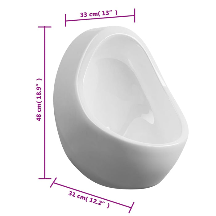 Pisoar de perete cu supapă pentru spălare, alb, ceramică - WALTI WALTI