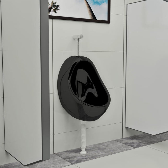 Pisoar de perete cu supapă pentru spălare, negru, ceramică - WALTI WALTI