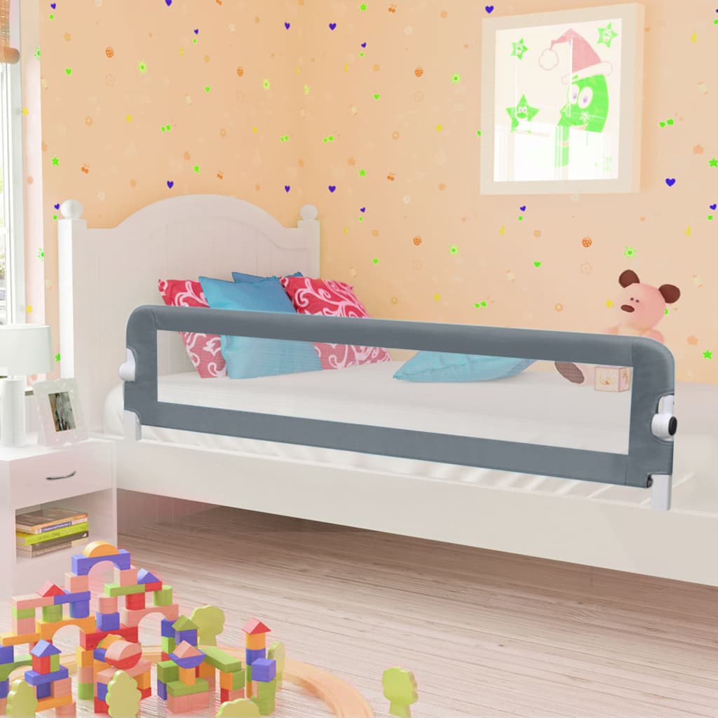Bară de siguranță pentru copii mici  pentru pat -  Gri 180x42 cm Poliester
