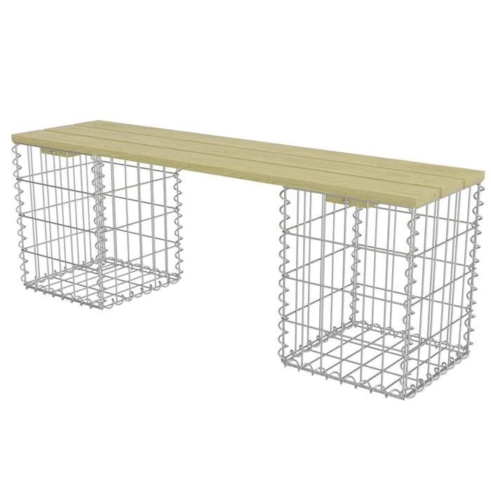 Bancă gabion, 120 cm, oțel galvanizat și lemn de pin WALTI