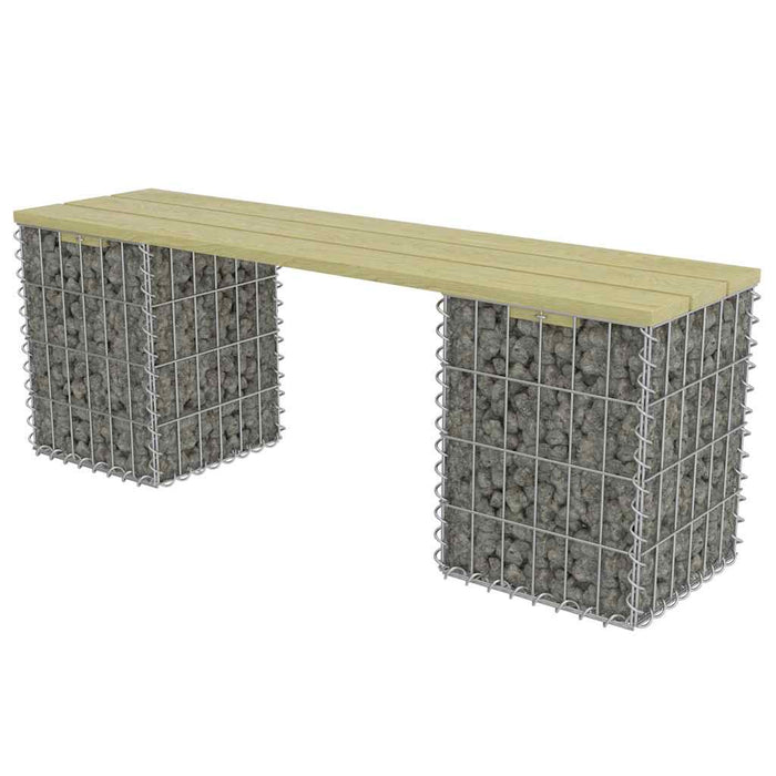 Bancă gabion, 120 cm, oțel galvanizat și lemn de pin WALTI