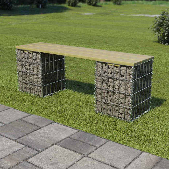 Bancă gabion, 120 cm, oțel galvanizat și lemn de pin WALTI