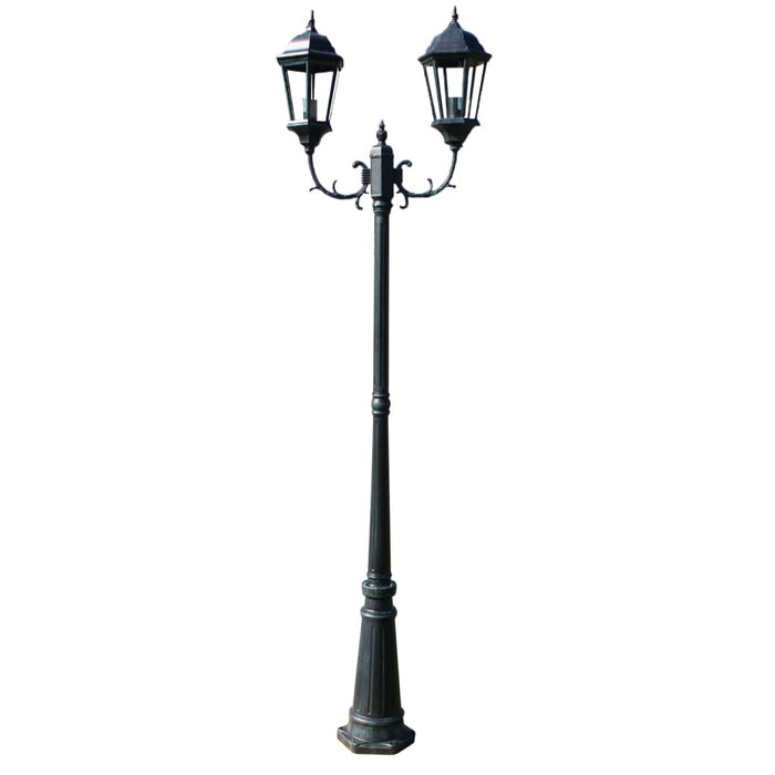 Stâlp lampă grădină 2 brațe verde închis/negru 230 cm aluminiu - WALTI WALTI